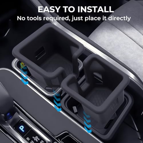 Image of Center Console Cup Holder Inserts for Lexus TX TX350 /TX500h /TX550h+ 2026 2025 2024, Interior Accessories Center Console Silicone Car Cup Holders Covers Protector for 2024-2026 TX, Black