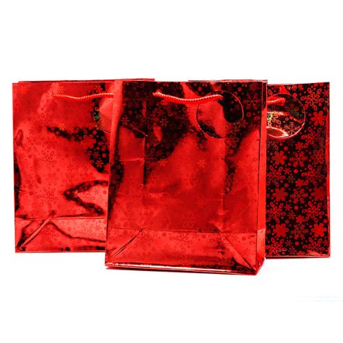 Sacchetti olografico Red Snowflake medio Chirstmas...
