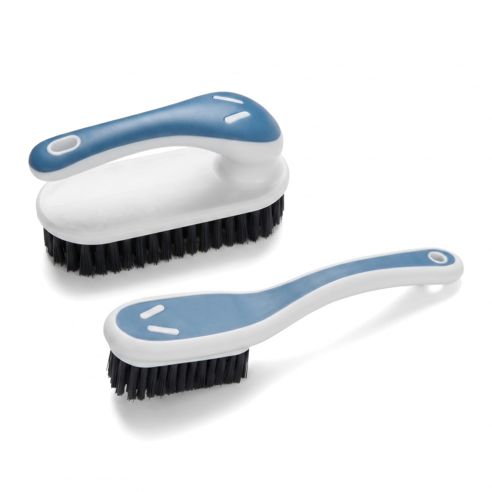 Solvio Blue Soft Bristle Cleaning Brush Set - Multipurpose Laundry And Shoe Brush For Stains, Ergonomic Carpet Brush Cleaner, Household Scrubbing Brushes For Clothes, Sneaker, Bathroom And Countertops