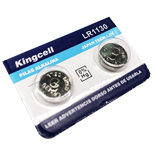 Kingcell Lot de 2 piles bouton LR1130 AG-10 390 alcalines lithium pour calculatrice, montre 1,5 V Cover