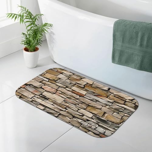 Tapis de bain absorbant diatomées Rustic Rocks mur de brique 80x50 cm - 2