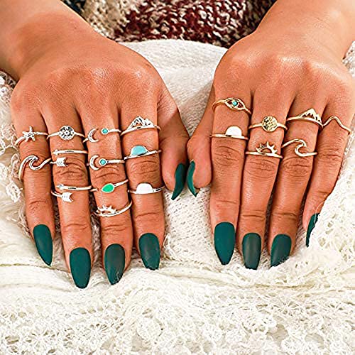 Locrccl 9-19 Pcs Bohemian Knuckle Stacking Rings Retro Stackable Rings Sets Handmade Stackable Rings Outer Banks Jewelry For Women (B) #TOP4