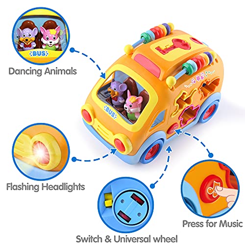 Iplay, Ilearn Toddler Music Bus Toys, Baby Musical Busy Learning Toy W/ Animal Matching, Gear, Key, Infant Electronic Car W/ Light Sound, Birthday Gifts For 18 Month, 2 3 Year Old Kid Boy Girl #TOP1