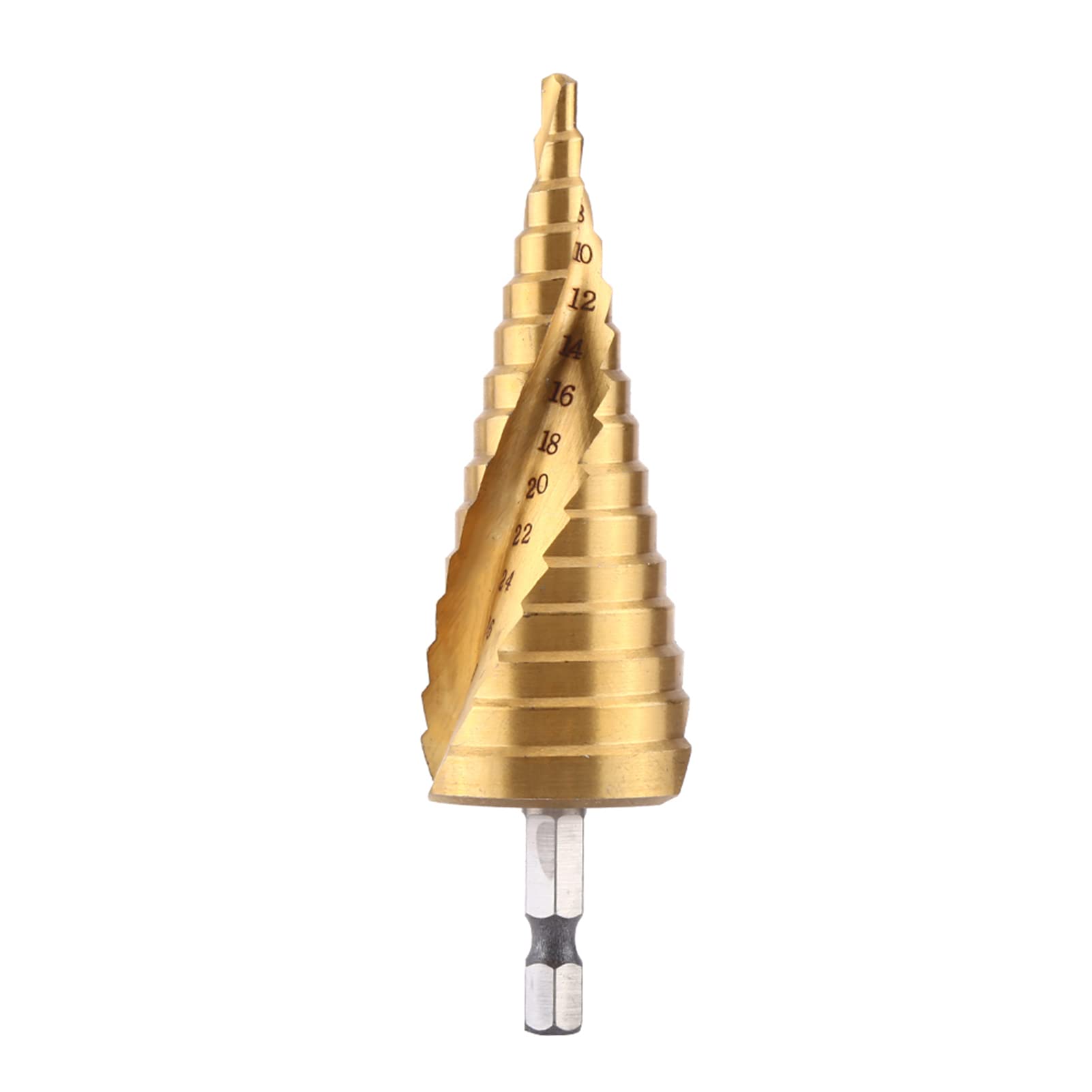 Step Drill Bit High Speed Steel Cone Drill Bit Titanium Coated Spiral Flute Hex Shank 4-32mm