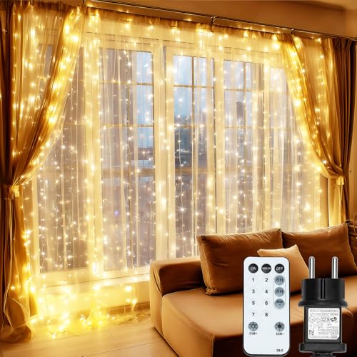 MAGGIFT Lichterkette Vorhang Innen Außen 2×2m 252 LED Lichterkette...