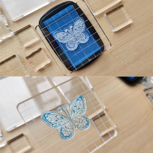 6Pcs Stamp Blocks, Acrylic Stamping Blocks Tools Set, Clear Decorative Stamping Block with Grid Lines for DIY Crafts, Card Making, Scrapbooking - Thumbnail 5