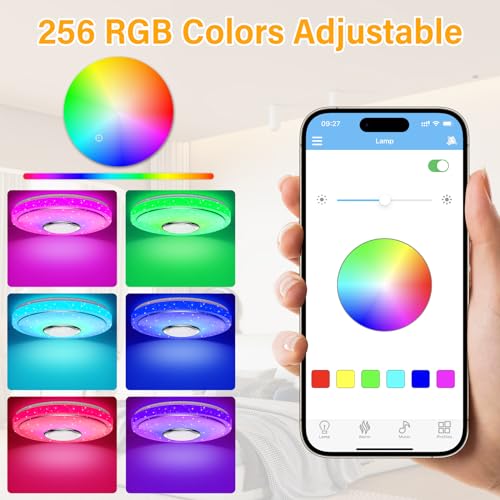 Plafonnier LED dimmable 48W RVB avec haut-parleur Bluetooth et télécommande Ø30cm - 3