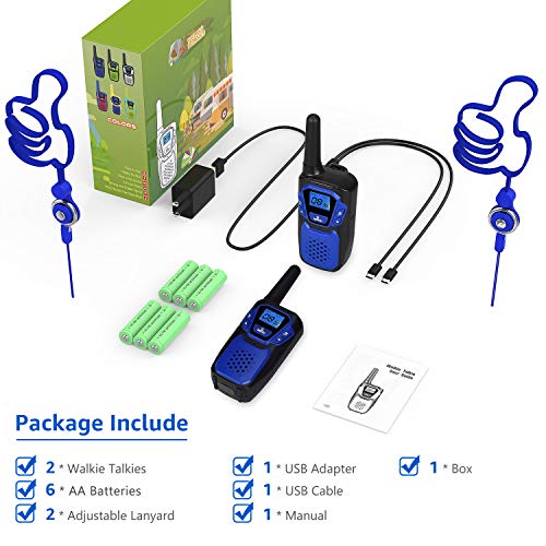 Topsung Walkie Talkies For Adult, Easy To Use Rechargeable Long Range Walky Talky Handheld Two Way Radio With Noaa For Hiking Camping（Blue 2 Pack） #TOP1