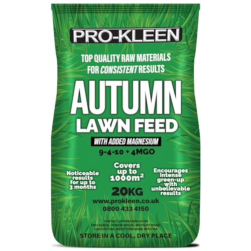 Pro-Kleen Autumn Lawn Feed Fertiliser 20kg - Encourages Grass Green Up & Prevents Lawn Disease - Covers up to 1000m2 - Lasts up to 3 Months