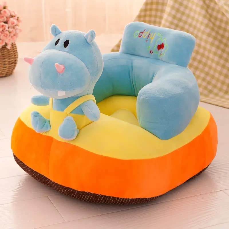 Soft Plush Cushion Supporting Baby Sofa Seat Sitting Rocking Chair Hippo Sky Blue for Babies Kids 0 to 2 Years