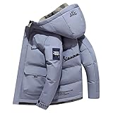 FUEAST Chaqueta de plumón Abrigo acolchado con capucha Ve.s_pa Chaquetas cortavientos de montaña al aire libre corto, azul, L