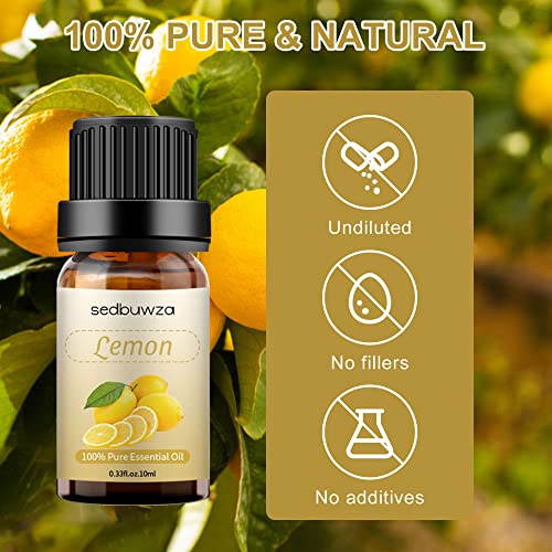 Sedbuwza Lemon Essential Oil, 100% Pure Organic Lemon Aromatherapy Gift Oil For Diffuser, Humidifier, Soap, Candle, Perfume #TOP1