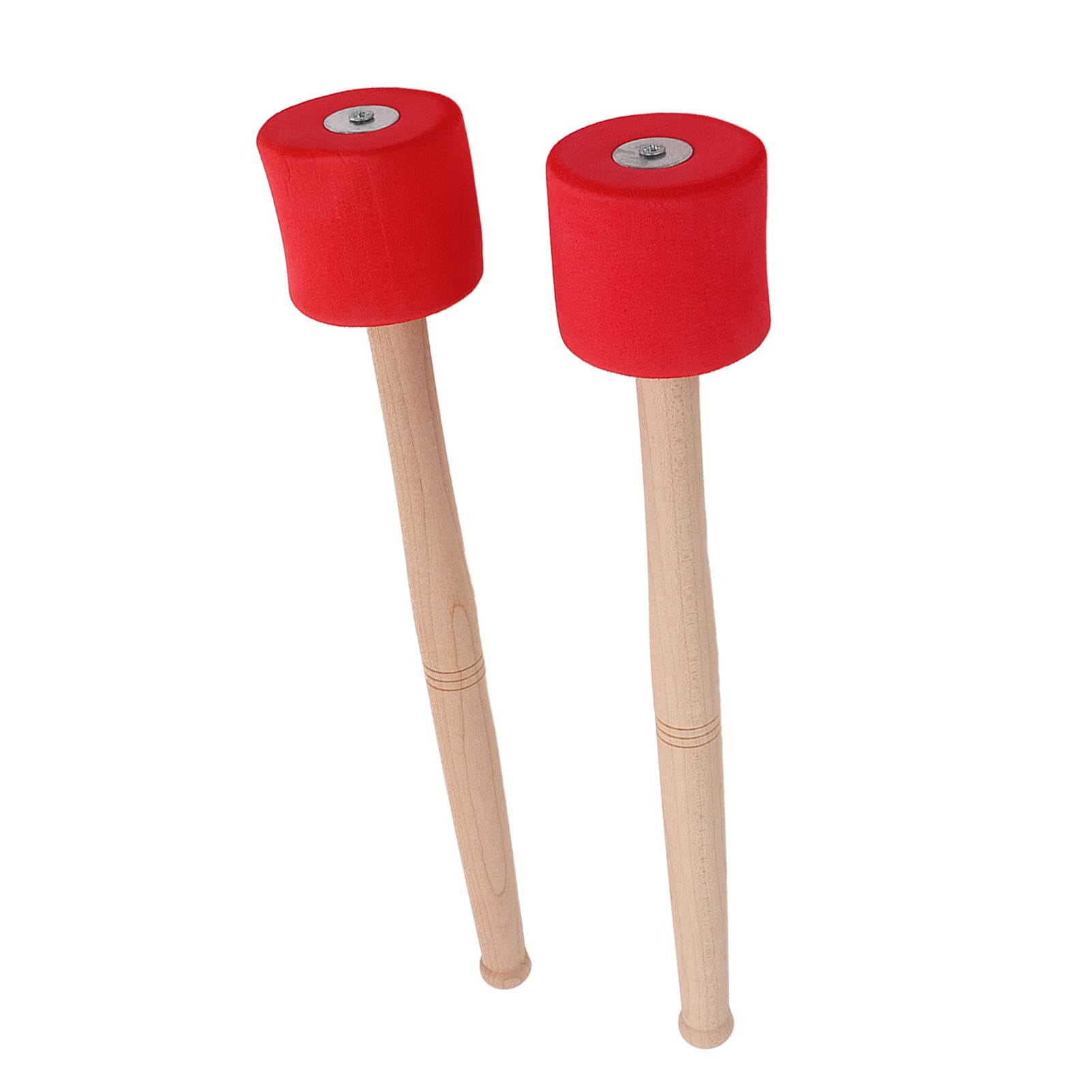2PCS Anti Slip Bass Foam Drum Mallet with Oak Handle, EVA Foam Head, for Percussion Instruments Accessories (Red)