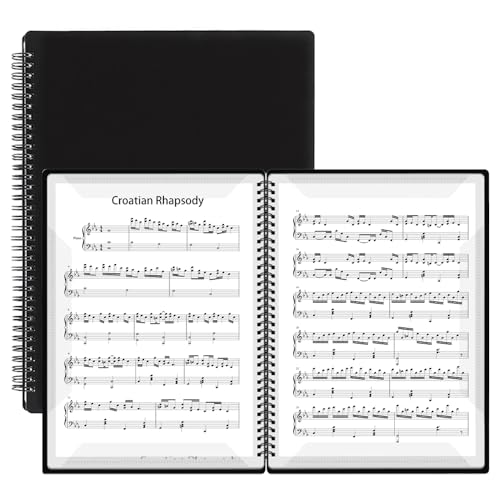 楽譜ファイル 書き込める バンドファイル 楽譜入れ 楽譜ノート カキコ 譜面 吹奏楽 台紙 A4サイズ ブラック 20枚/40ポケット