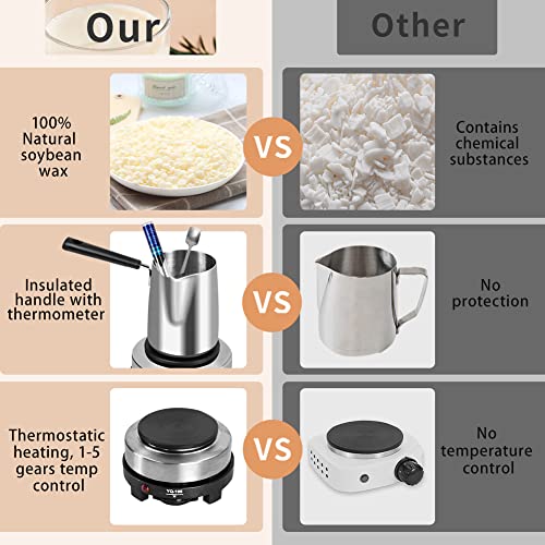 Candle Making Kit - Candle Making Supplies For Adults And Beginners, 18 Oz Organic Soy Candle Wax Flakes For Candle Making, Wax Melter For Candle Making With Thermostatic Electronic Hot Plate #TOP4