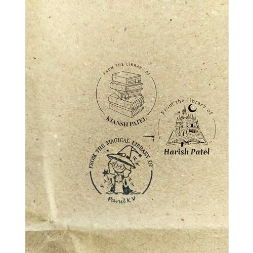 Image of Kunya Personalised Book Stamp with Your Name(3.5 cm Dia), customised for Stamping Books for Readers, Great Gift for booklovers, Kids, Teachers (Magical Castle)