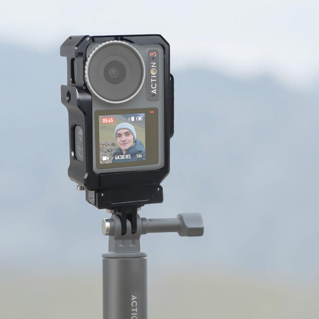 NovelGoal Aluminum Protective Frame Compatible with DJI Action 5pro/4/3 Horizontal and Vertical Shooting Camera Cage with Cold Shoe Slot (Magnet 3in1 Combo)