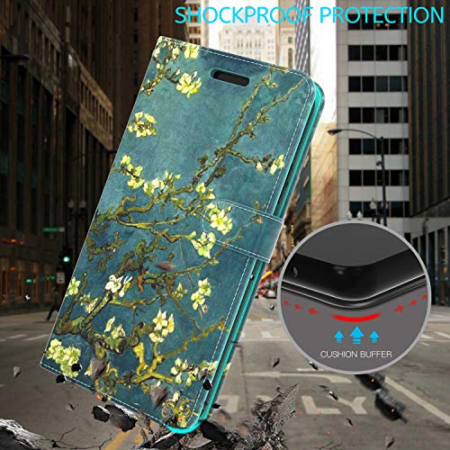 Coveron Pouch For Google Pixel 7A Wallet Case, Rfid Blocking Flip Folio Stand Vegan Leather Phone Cover Sleeve 6 Card Slot Holder Fit Pixel 7A Case - Almond Blossoms Van Gogh #TOP6