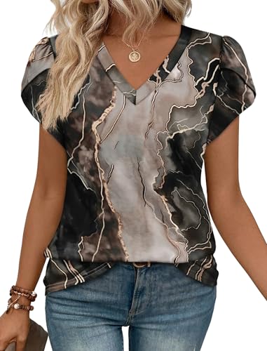 WIHOLL Womens Tops Short Sleeve Shirts Dressy Casual Blouses Plus Size Spring Clothes 2026 Summer...