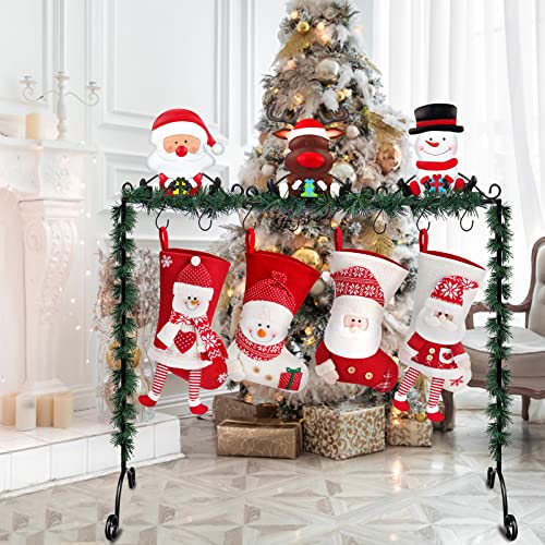 Mukum Christmas Stocking Holder Stand Hangers For Floor Metal Stocking Holder Freestanding Modern Merry Christmas Stocking Holders With 8 Hooks Xmas Santa Snowman Reindeer Christmas Decorations #TOP4