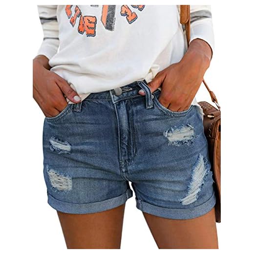 MODARANI Boyfriend Distressed Jean Shorts Mid Rise Denim Shorts for Women Ripped Stretchy Short XL