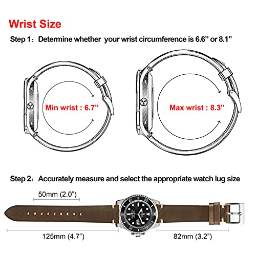 Image of hemsut h Leather Watch Bands for Men, Horween Quick Release Leather Watch Strap Vintage Watch Replacement Wrap of 18mm, 20mm, 22mm