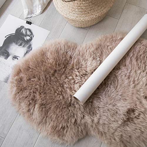 Outlavish Sheepskin Rug Genuine Real Wool Fur, Luxury New Zealand Pelts, Natural Silky Soft Lamb Skin, Thick & Fluffy, Bedroom & Living Area, Chair Seat Cover Throw, 2X3 Ft Autumnal Brown #TOP6
