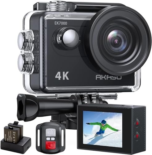AKASO アクションカメラ 4K 2000万画素 水中カメラ WiFi搭載 外部マイク対応...