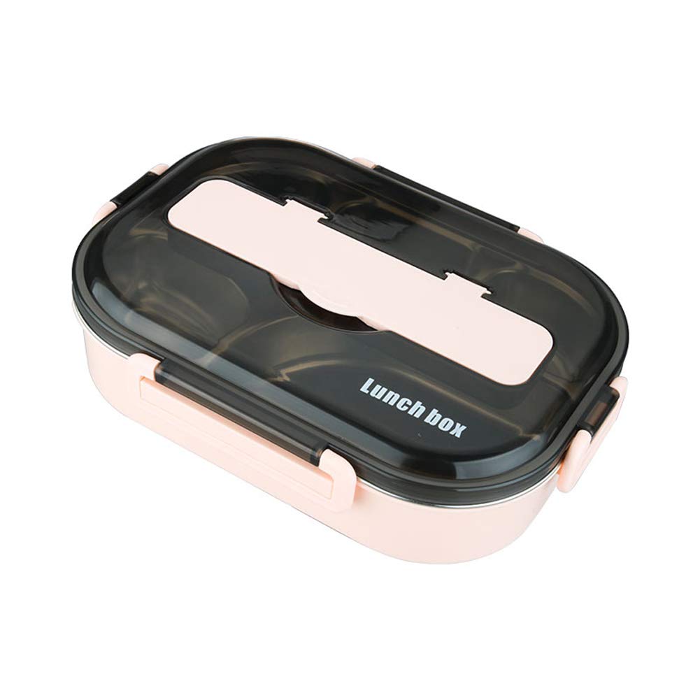 amropi Scatole Bento Lunch Box Acciaio Inossidabile Contenitori 2/3/4/5 Scomparto Dispensa con Bastoncini e Cucchiaio (Rosa, 4 Scomparto)