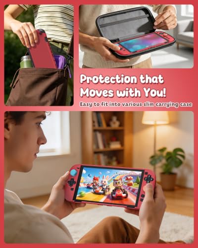 Image of Switch 2 Cover Case&Screen Protector, FYOUNG Dockable Shell for Nintendo 2 | Cute Case, 9H Tempered Glass, Thump Grip, Switch 2 PC Hard Protective Case, Split Design, Precise Cutouts, Slim Shockproof