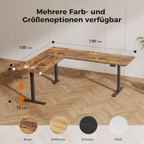 Image of Agilestic Triple Motors 73 inch x 60 inch L Shaped Standing Desk, Electric Standing Desk Adjustable Height, Extra Large Desktop Corner Table for Home Office, Gaming Workstation, Splice Board, Rustic Brown