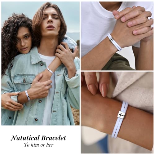 Pulsera trenzada cruz TempBeau para hombres y mujeres miniatura 3
