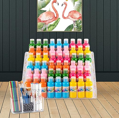 Image of JANNO 6 Layers Acrylic Paint Bottles Organizer, Craft Paint Brush Holder With Beads, Perfect Paint Storage Rack For Storing 2oz Paint Bottles, Oil Paint Tubes, Miniature Paints (Type B)