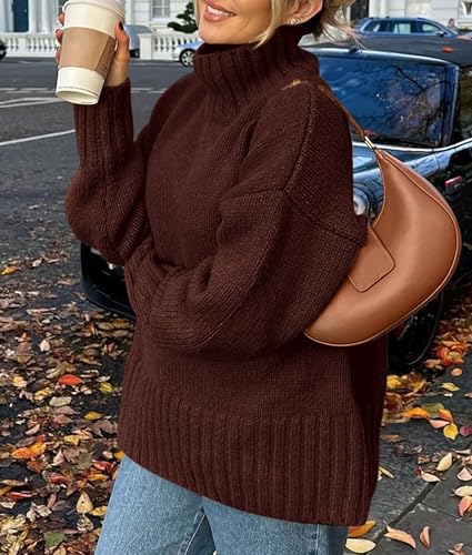 Image of PRETTYGARDEN Women's 2025 Fall Oversized Sweaters Turtleneck Casual Long Sleeve Chunky Knit Pullover Tops Winter Clothes