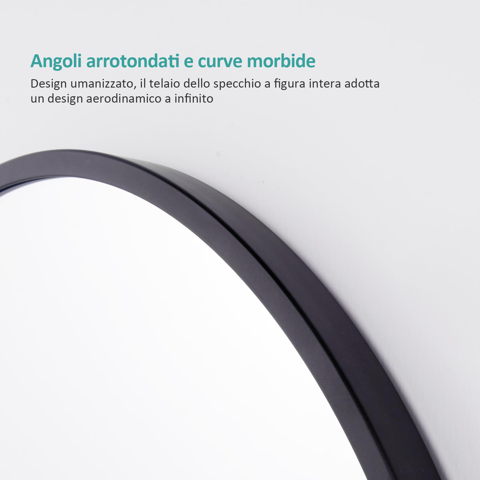 EMKE Specchio ad Arco da Terra, Nero, 140x40 cm, Grande Specchio a Figura Intera, da Appoggiare o da Fissare, Specchio da Parete, Ideale per Camera da Letto, Soggiorno o Ingresso