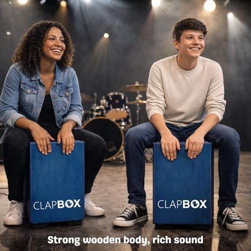 Clapbox Flow Graphic Cajon Walnut wood (H:50 W:30 L:30) - 3 Internal Snares (Portable Blue) - Thumbnail 7