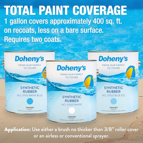 Image of Doheny's Pro-Grade Synthetic Rubber Self-Priming Swimming Pool Paint | Can Be Used Over Both Chlorinated Rubber and Synthetic Rubber Surfaces | VOC Compliant| Bikini Blue | 1 Gallon