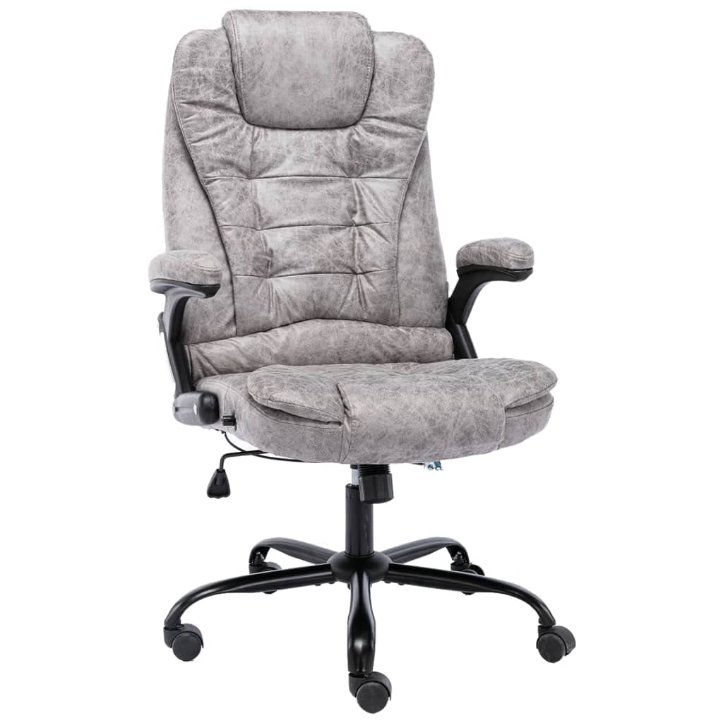 Chaise de bureau en similicuir daim gris clair fauteuil de direction dossier lombaire