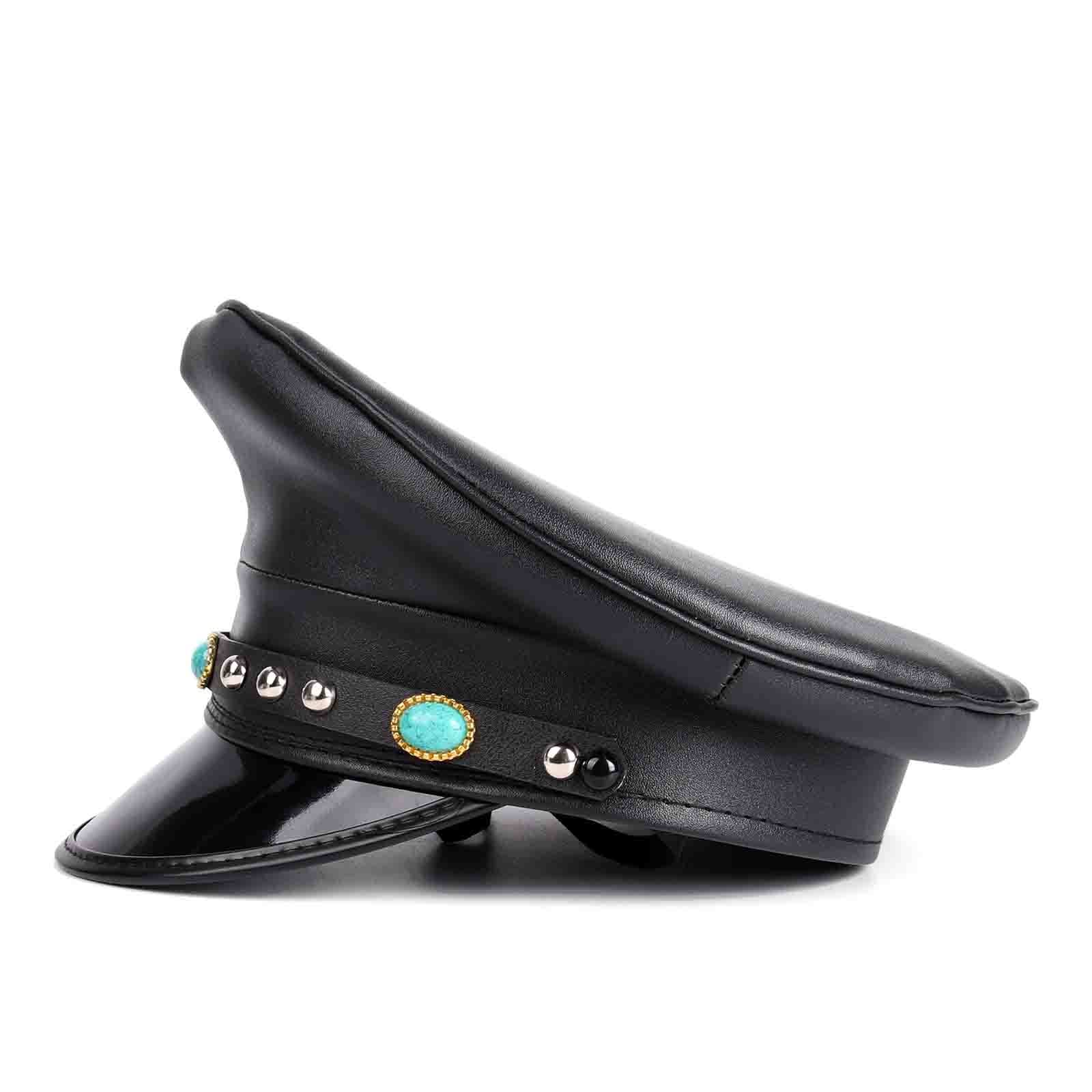 Amazon.co.jp: shunchunli 女性のメンズレザーミリタリーハットパンク