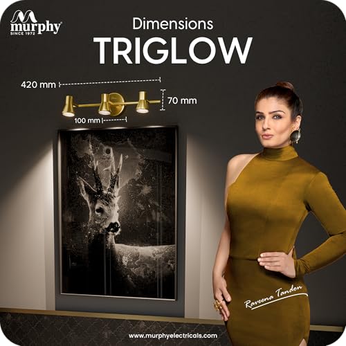 Image of Murphy TriGlow 3x5W LED Wall Track Light, 3C Color Changing (CW /WW /NW), Golden Finish, Adjustable 3 Spotlight Fixture, 15W Indoor Wall Lamp for Living Room & Home Office, Pack of 2