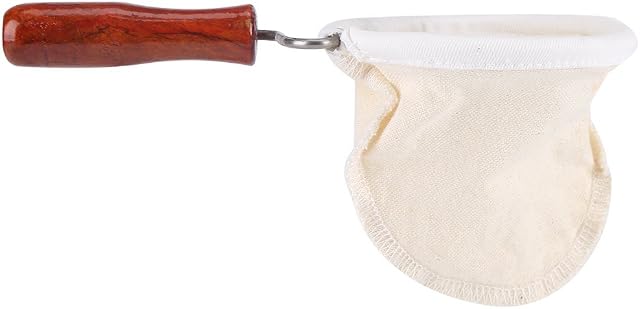 Wooden Handle Flannel Hand Brewed Coffee Filter Filter Bag Coffee Filter Manual Reusable Cafe Flannel Filter Bag Wooden Handle Coffee Filter (Small)