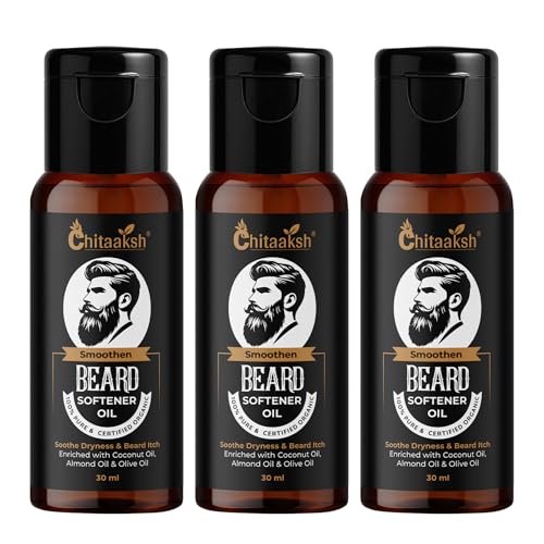 Image of Beard Softener Oil | 100% Pure & Organic | Enriched with Coconut, Almond & Olive Oil | Soothes Dryness & Itchiness | 30 ml (Pack Of 3)