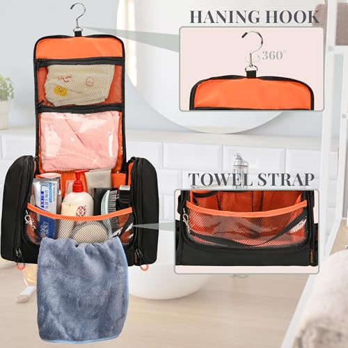 Tactical Travel Toiletry Bag for Men with Shoulder Strap, Hanging Toiletry Bag for Toiletries and Shaving Care, Large Dopp Kit Bag for Men, Black4