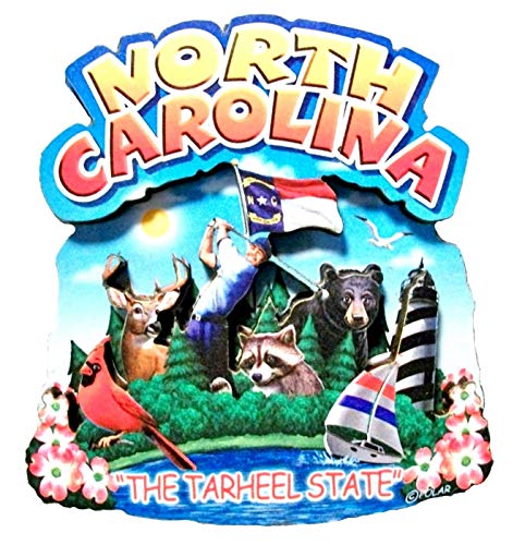 North Carolina State Montage Wood Fridge Magnet 2