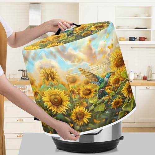 Image of Cozeyat Sunflower Hummingbird Dust Cover with Pockets for 3 Quart,Insulated Pressure Cooker Cover Air Fryer Dust Cover