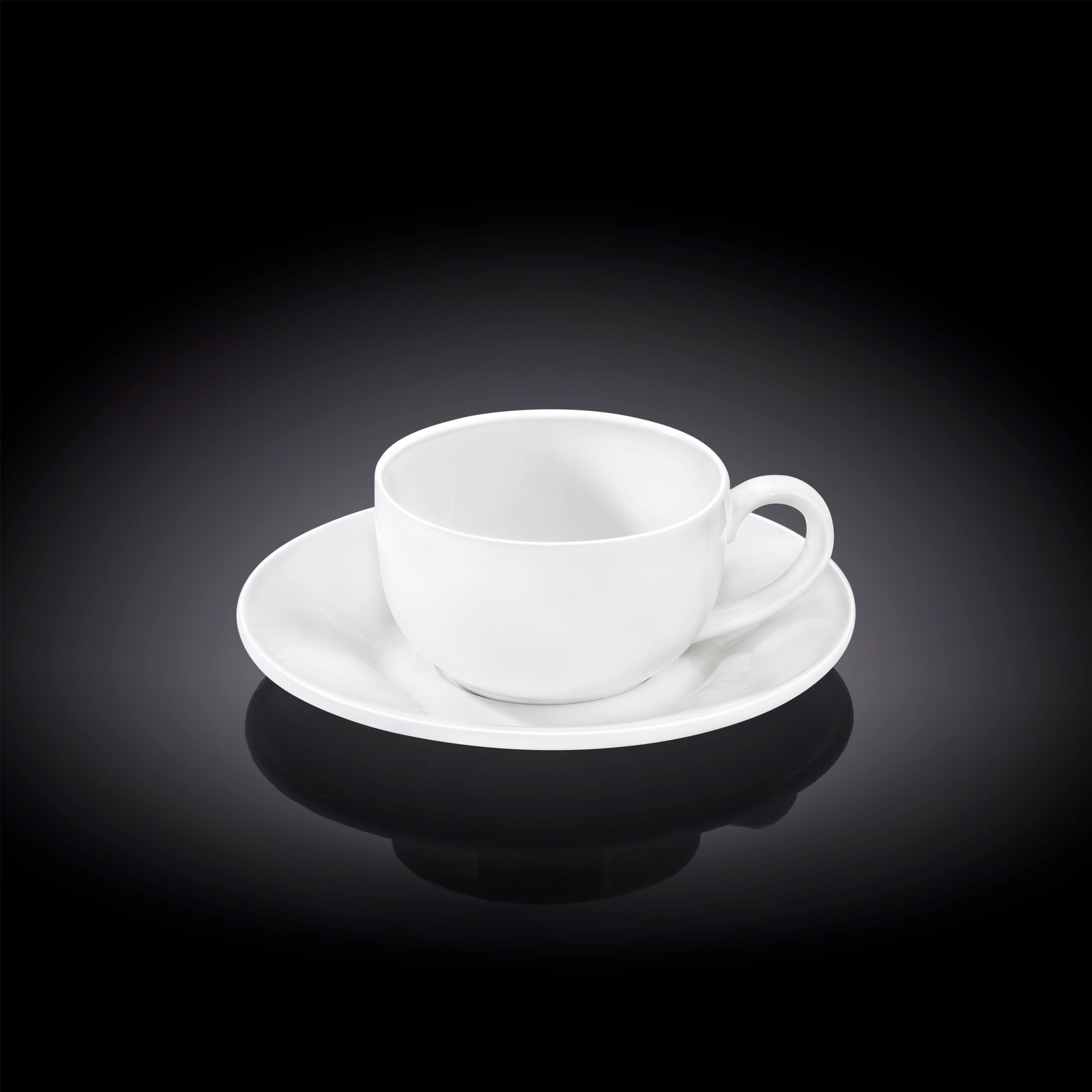 Wilmax WL-993002/6C - Juego de Tazas de café y platillos (Porcelana, 100 ml, 6 Unidades), Color Blanco