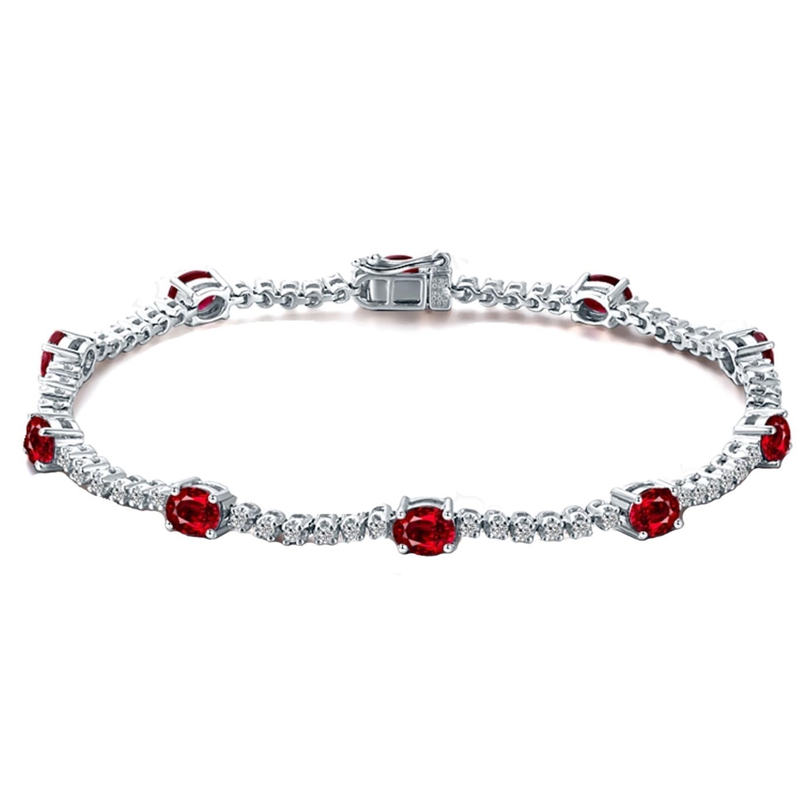 Bransoletka damska z białego złota 18k/14k/9K, bransoletka damska z rubinem 3,2 ct i diamentem, długość 16-20 cm