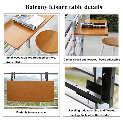 Table de bar de balcon suspendue réglable pour rompre l'isolement urbain