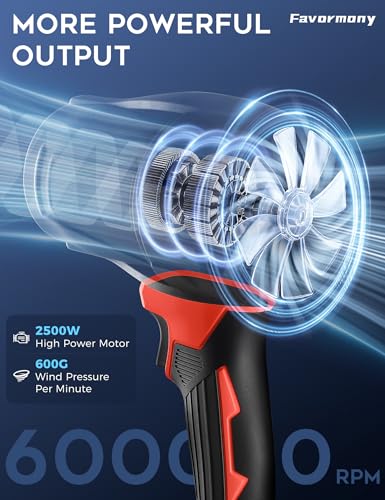 Cordless Leaf Blower, 600,000 RPM Electric Handheld Turbo Jet Blower with 2×4.0Ah Batteries and Charger for 40 Minutes Use, Portable and Lightweight for Lawn Care, Patio, Yard, Deck Cleaning (Red) — view 2