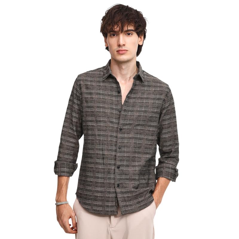 Image of CAHOOT Men's Tartan Plaid Shirt for Casual Wear | Spread Collar | Long Sleeve | Button Closure | Shirt Crafted with Comfort Fit for Everyday Wear
